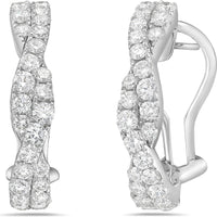 Diamond Twining Braid Huggie Earrings in 18K White Gold by Charles Krypell