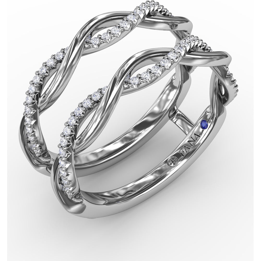 Diamond Twist Insert Ring with Round Pavé Set Diamonds by Fana - 0.22 Carat Total Diamond Weight