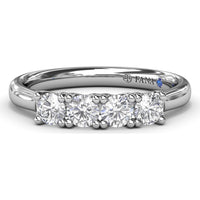 Diamond Wedding Band with 4 Shared-Prong Round Diamonds by Fana - 0.44 Carat Total Diamond Weight