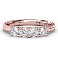 Diamond Wedding Band with 4 Shared-Prong Round Diamonds by Fana - 0.44 Carat Total Diamond Weight