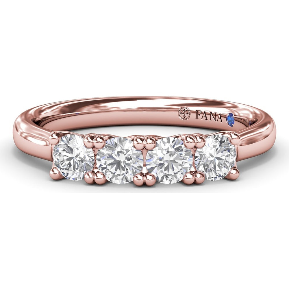 Diamond Wedding Band with 4 Shared-Prong Round Diamonds by Fana - 0.44 Carat Total Diamond Weight