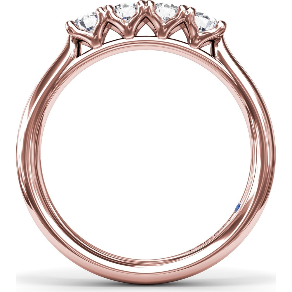Diamond Wedding Band with 4 Shared-Prong Round Diamonds by Fana - 0.44 Carat Total Diamond Weight