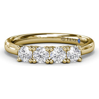 Diamond Wedding Band with 4 Shared-Prong Round Diamonds by Fana - 0.44 Carat Total Diamond Weight