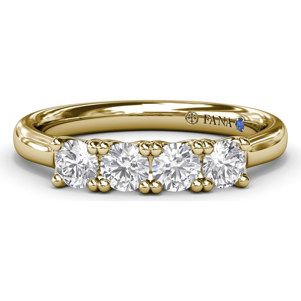 Diamond Wedding Band with 4 Shared-Prong Round Diamonds by Fana - 0.44 Carat Total Diamond Weight