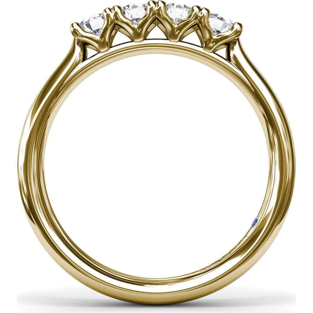 Diamond Wedding Band with 4 Shared-Prong Round Diamonds by Fana - 0.44 Carat Total Diamond Weight