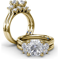 Diamond Wedding Band with 4 Shared-Prong Round Diamonds by Fana - 0.44 Carat Total Diamond Weight