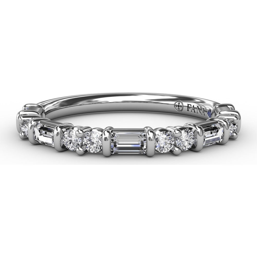 Diamond Wedding Band with Alternating Round and Baguette Diamonds by Fana - 0.56 Carat Total Diamond Weight