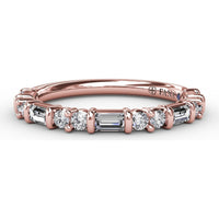 Diamond Wedding Band with Alternating Round and Baguette Diamonds by Fana - 0.56 Carat Total Diamond Weight