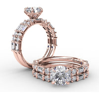 Diamond Wedding Band with Alternating Round and Baguette Diamonds by Fana - 0.56 Carat Total Diamond Weight