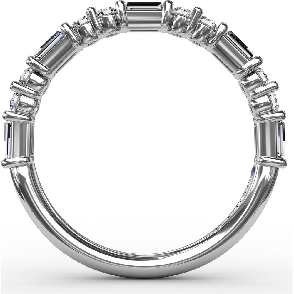 Diamond Wedding Band with Alternating Round and Baguette Diamonds by Fana - 0.56 Carat Total Diamond Weight