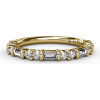 Diamond Wedding Band with Alternating Round and Baguette Diamonds by Fana - 0.56 Carat Total Diamond Weight