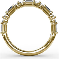 Diamond Wedding Band with Alternating Round and Baguette Diamonds by Fana - 0.56 Carat Total Diamond Weight