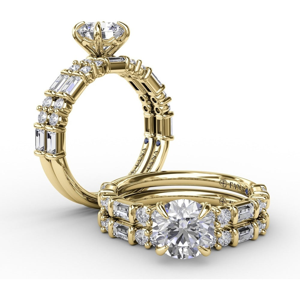 Diamond Wedding Band with Alternating Round and Baguette Diamonds by Fana - 0.56 Carat Total Diamond Weight