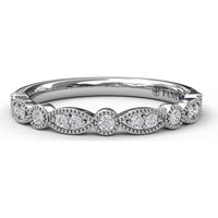 Diamond Wedding Band with Alternating Round and Marquise Milgrain Settings by Fana - 0.13 Carat Total Diamond Weight