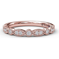 Diamond Wedding Band with Alternating Round and Marquise Milgrain Settings by Fana - 0.13 Carat Total Diamond Weight