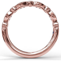Diamond Wedding Band with Alternating Round and Marquise Milgrain Settings by Fana - 0.13 Carat Total Diamond Weight