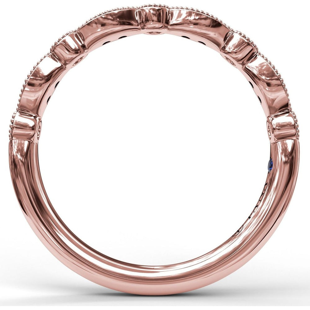 Diamond Wedding Band with Alternating Round and Marquise Milgrain Settings by Fana - 0.13 Carat Total Diamond Weight