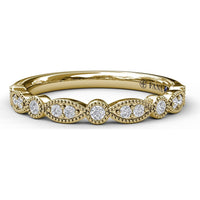 Diamond Wedding Band with Alternating Round and Marquise Milgrain Settings by Fana - 0.13 Carat Total Diamond Weight