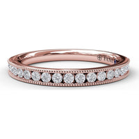 Diamond Wedding Band with Channel Set Round Brilliant Diamonds and Milgrain Detail by Fana - 0.29 Carat Total Diamond Weight