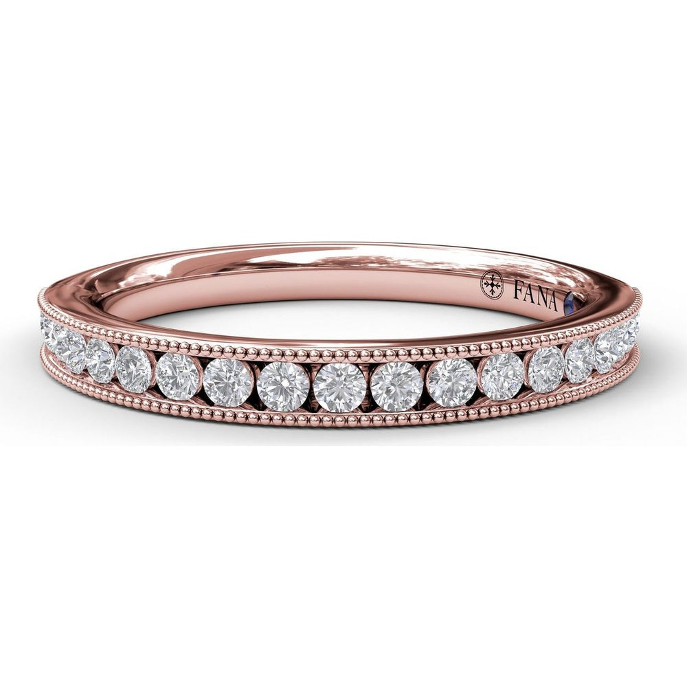 Diamond Wedding Band with Channel Set Round Brilliant Diamonds and Milgrain Detail by Fana - 0.29 Carat Total Diamond Weight