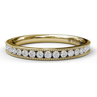 Diamond Wedding Band with Channel Set Round Brilliant Diamonds and Milgrain Detail by Fana - 0.29 Carat Total Diamond Weight