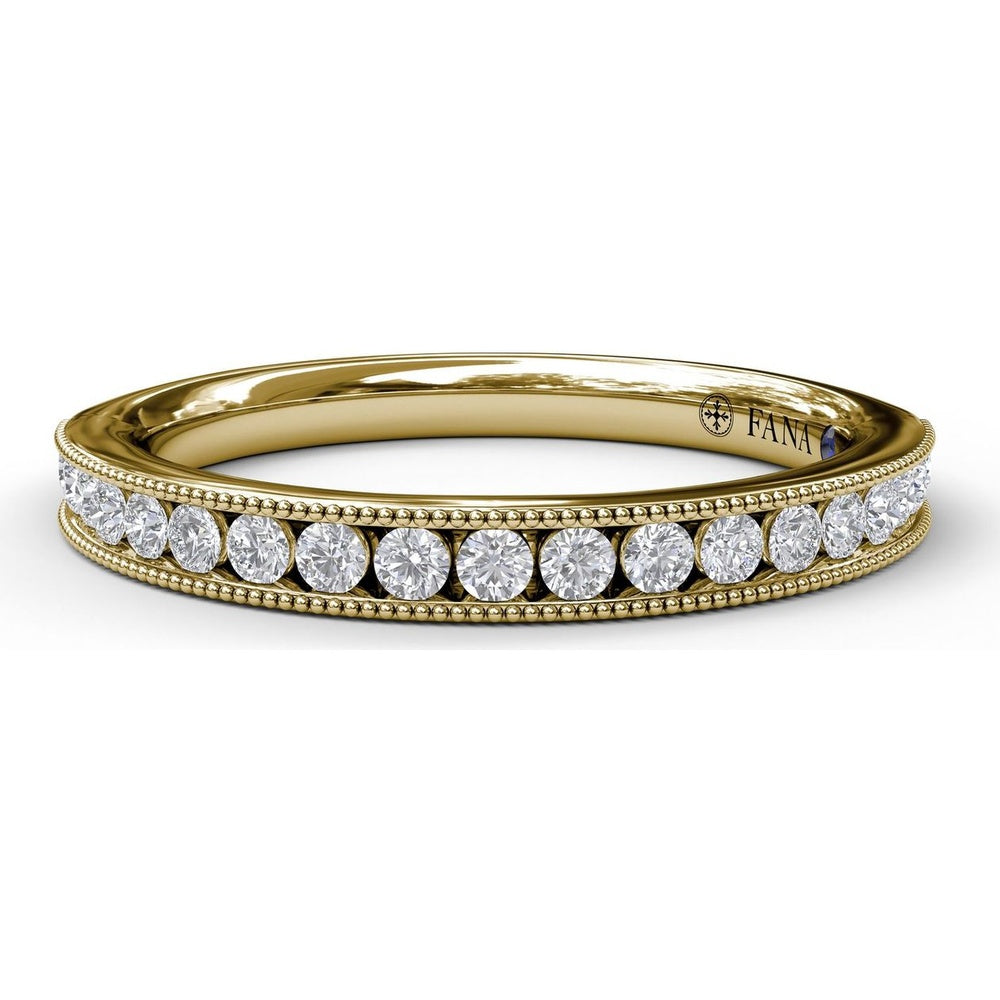 Diamond Wedding Band with Channel Set Round Brilliant Diamonds and Milgrain Detail by Fana - 0.29 Carat Total Diamond Weight