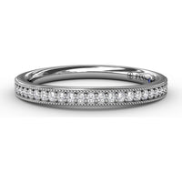 Diamond Wedding Band with Channel Set Round Diamonds and Milgrain Detail by Fana - 0.18 Carat Total Diamond Weight