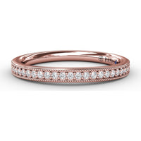 Diamond Wedding Band with Channel Set Round Diamonds and Milgrain Detail by Fana - 0.18 Carat Total Diamond Weight