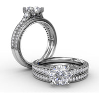 Diamond Wedding Band with Channel Set Round Diamonds and Milgrain Detail by Fana - 0.18 Carat Total Diamond Weight