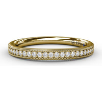 Diamond Wedding Band with Channel Set Round Diamonds and Milgrain Detail by Fana - 0.18 Carat Total Diamond Weight