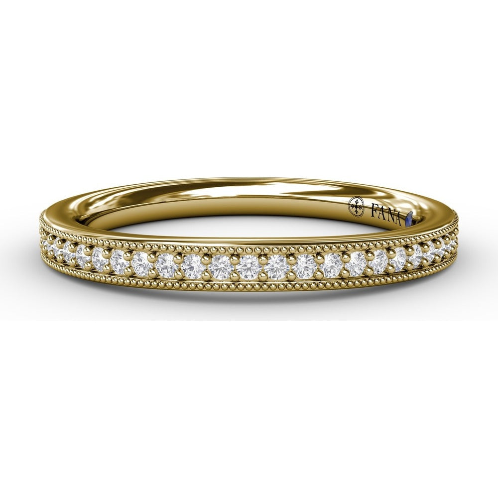 Diamond Wedding Band with Channel Set Round Diamonds and Milgrain Detail by Fana - 0.18 Carat Total Diamond Weight
