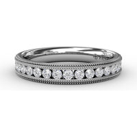 Diamond Wedding Band with Channel-Set Round Diamonds and Milgrain Details by Fana - 0.34 Carat Total Diamond Weight