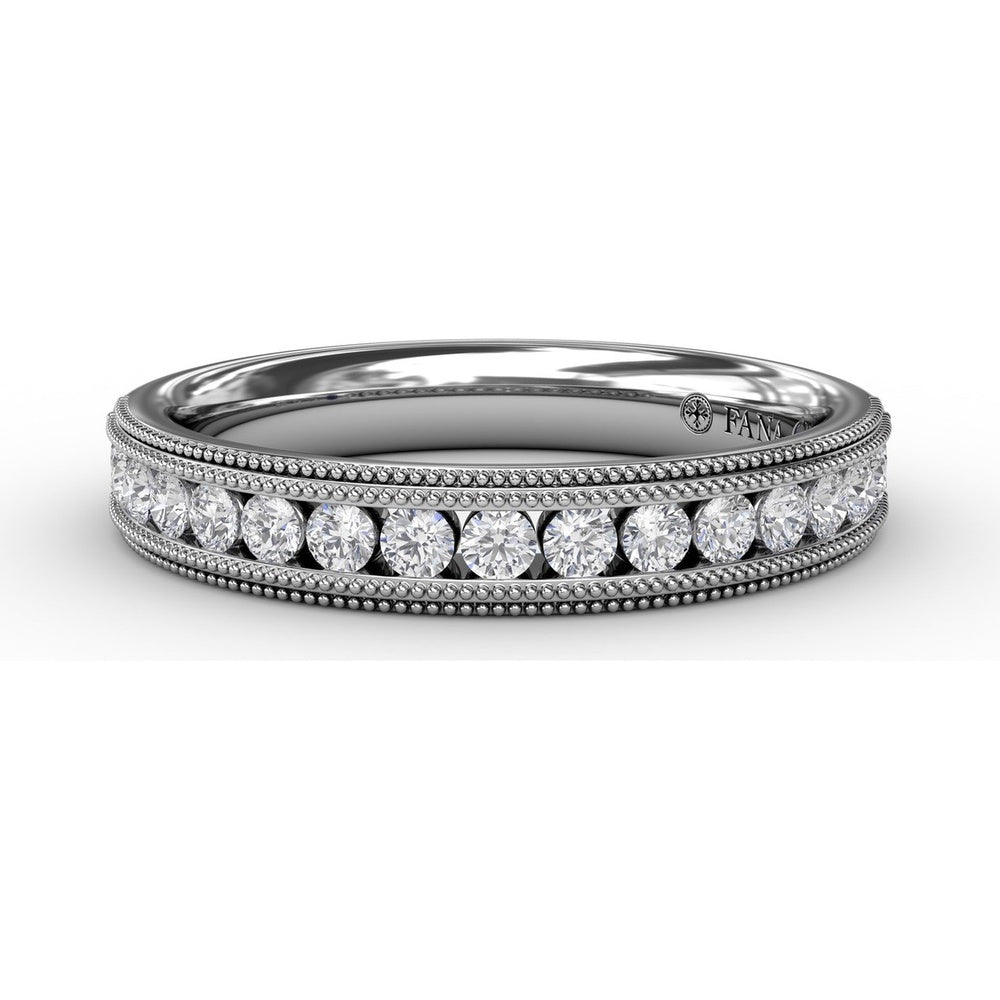 Diamond Wedding Band with Channel-Set Round Diamonds and Milgrain Details by Fana - 0.34 Carat Total Diamond Weight