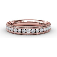 Diamond Wedding Band with Channel-Set Round Diamonds and Milgrain Details by Fana - 0.34 Carat Total Diamond Weight