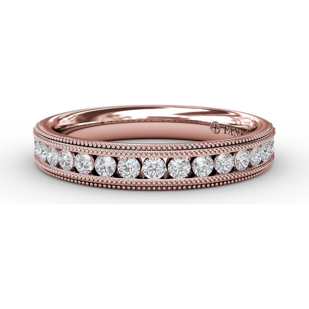 Diamond Wedding Band with Channel-Set Round Diamonds and Milgrain Details by Fana - 0.34 Carat Total Diamond Weight