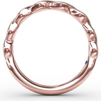 Diamond Wedding Band with Marquise Motif Openwork and Milgrain Detailing by Fana - 0.06 Carat Total Diamond Weight