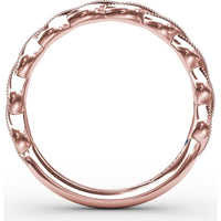 Diamond Wedding Band with Marquise-Shaped Pavé and Milgrain Details by Fana - 0.14 Carat Total Diamond Weight