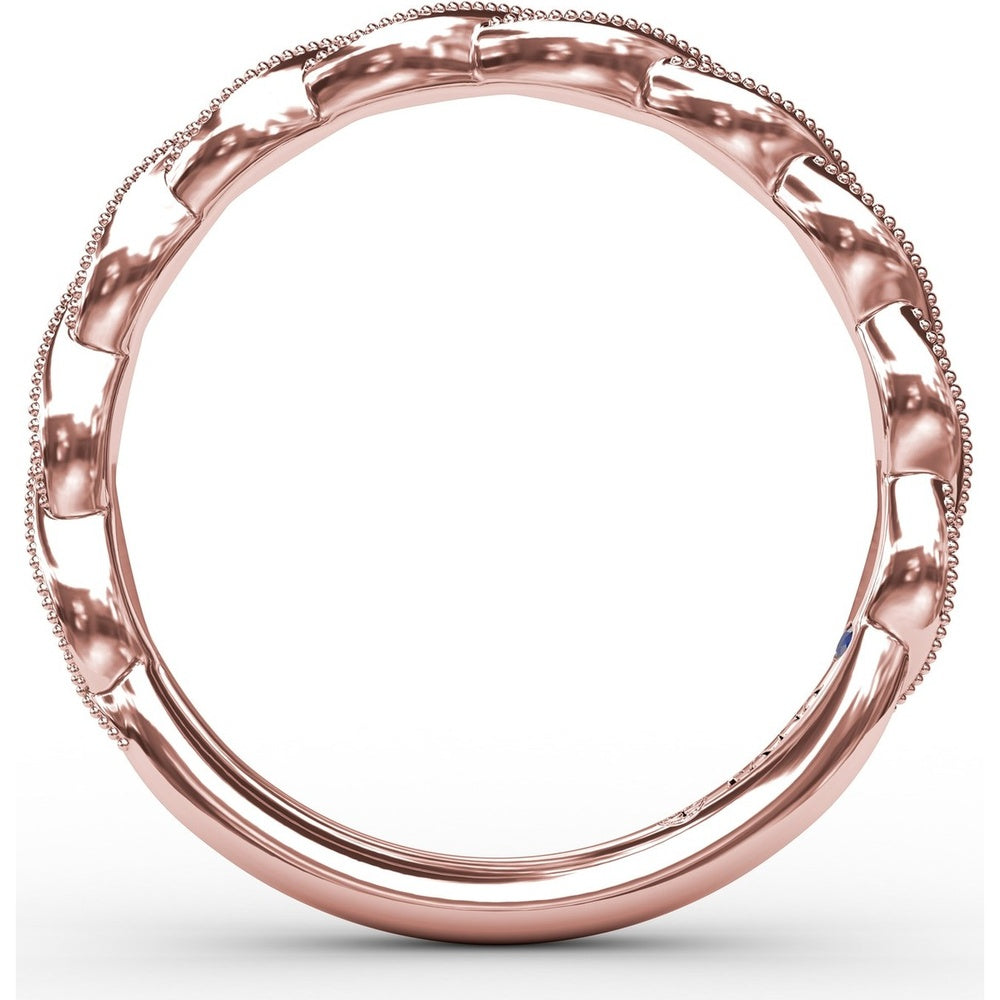 Diamond Wedding Band with Marquise-Shaped Pavé and Milgrain Details by Fana - 0.14 Carat Total Diamond Weight