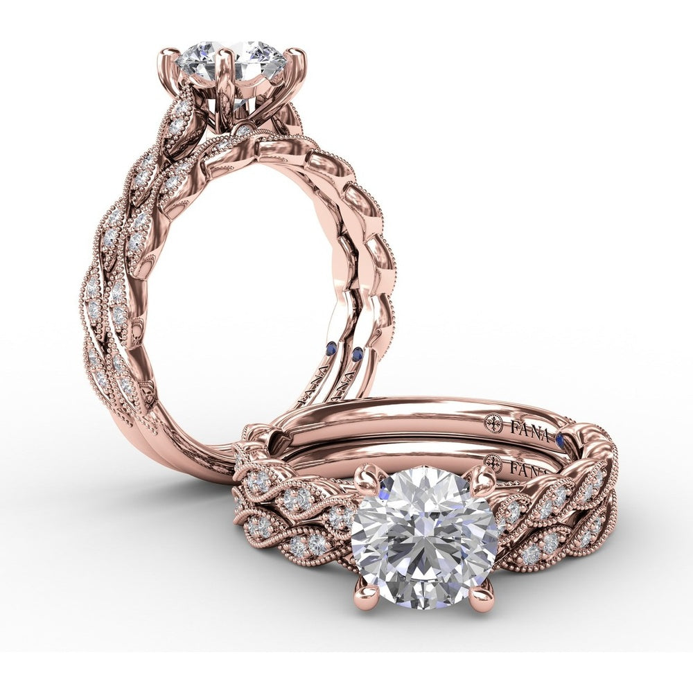 Diamond Wedding Band with Marquise-Shaped Pavé and Milgrain Details by Fana - 0.14 Carat Total Diamond Weight