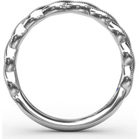 Diamond Wedding Band with Marquise-Shaped Pavé and Milgrain Details by Fana - 0.14 Carat Total Diamond Weight