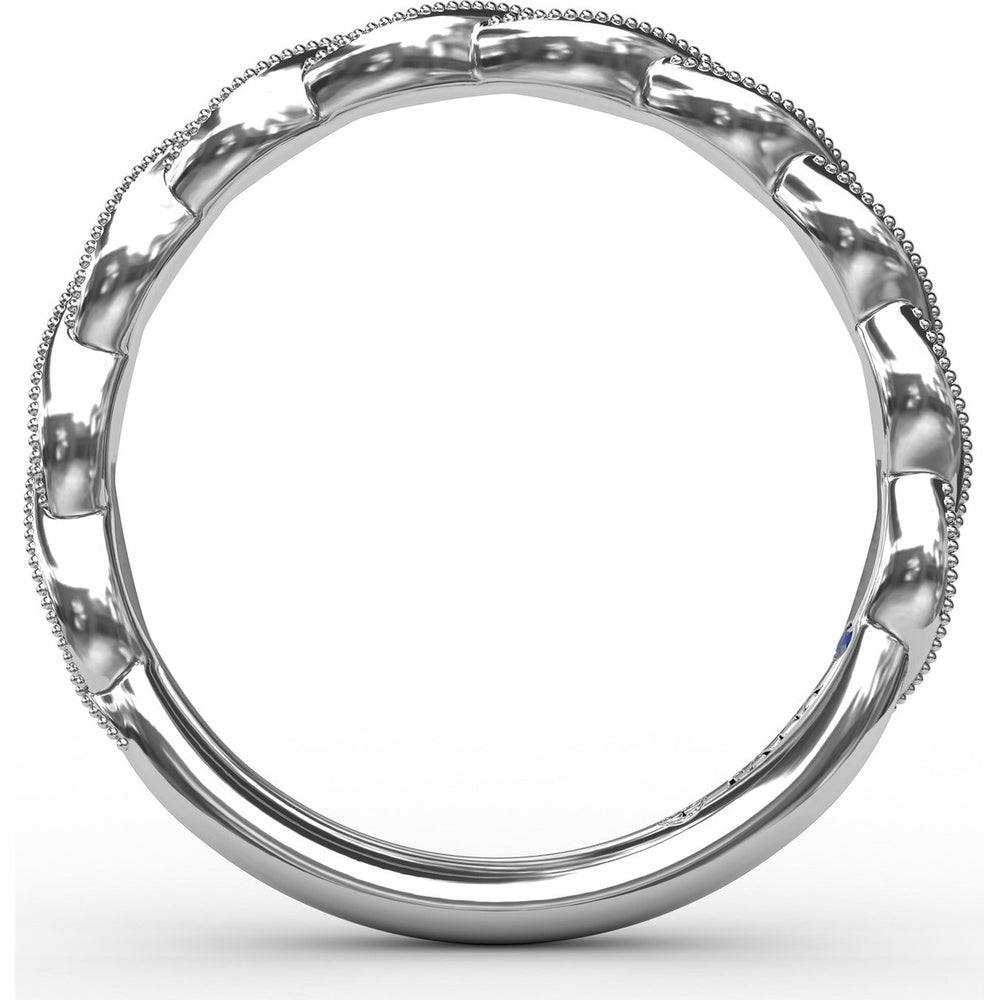 Diamond Wedding Band with Marquise-Shaped Pavé and Milgrain Details by Fana - 0.14 Carat Total Diamond Weight