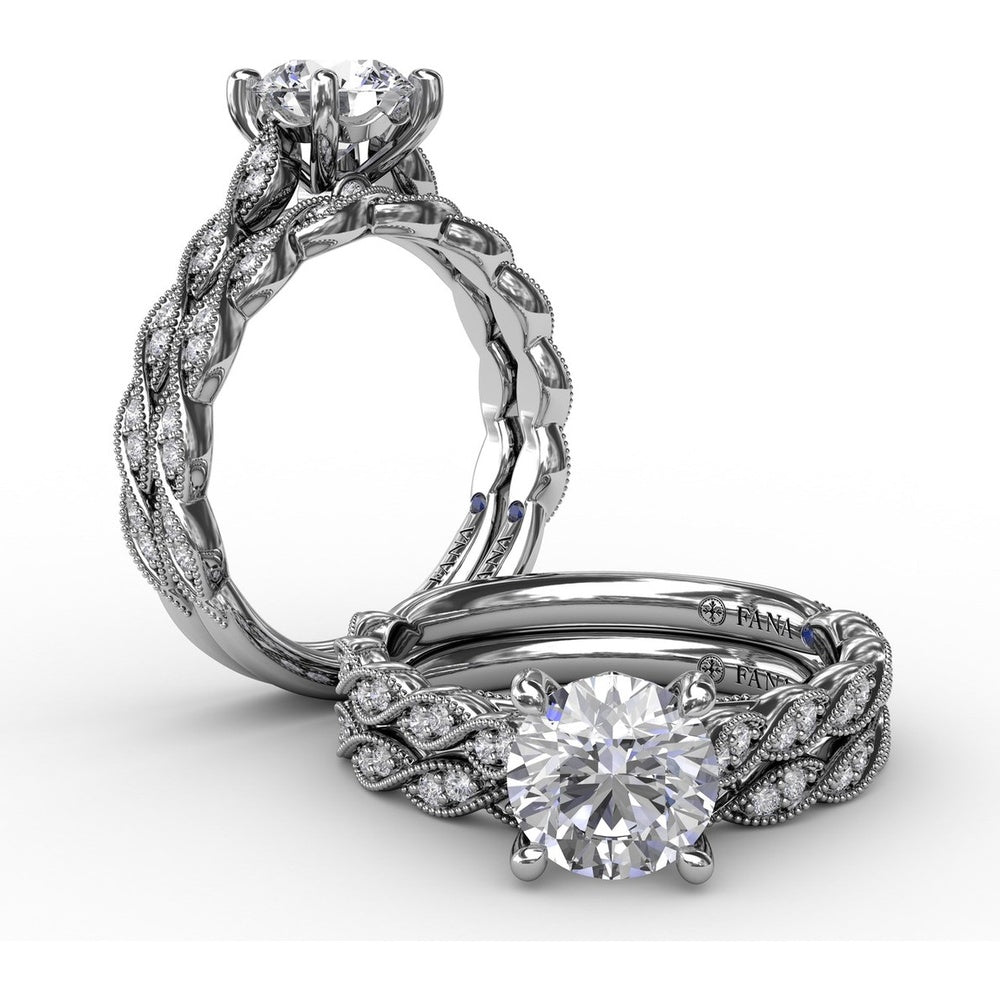 Diamond Wedding Band with Marquise-Shaped Pavé and Milgrain Details by Fana - 0.14 Carat Total Diamond Weight