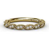 Diamond Wedding Band with Marquise-Shaped Pavé and Milgrain Details by Fana - 0.14 Carat Total Diamond Weight