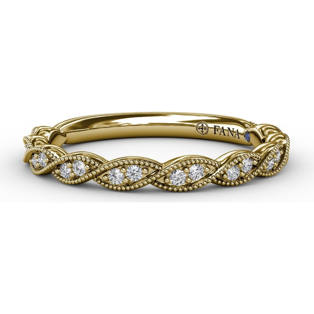 Diamond Wedding Band with Marquise-Shaped Pavé and Milgrain Details by Fana - 0.14 Carat Total Diamond Weight