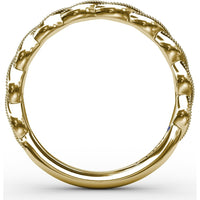 Diamond Wedding Band with Marquise-Shaped Pavé and Milgrain Details by Fana - 0.14 Carat Total Diamond Weight