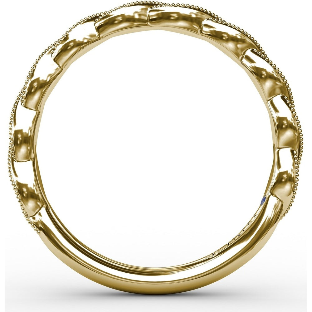 Diamond Wedding Band with Marquise-Shaped Pavé and Milgrain Details by Fana - 0.14 Carat Total Diamond Weight