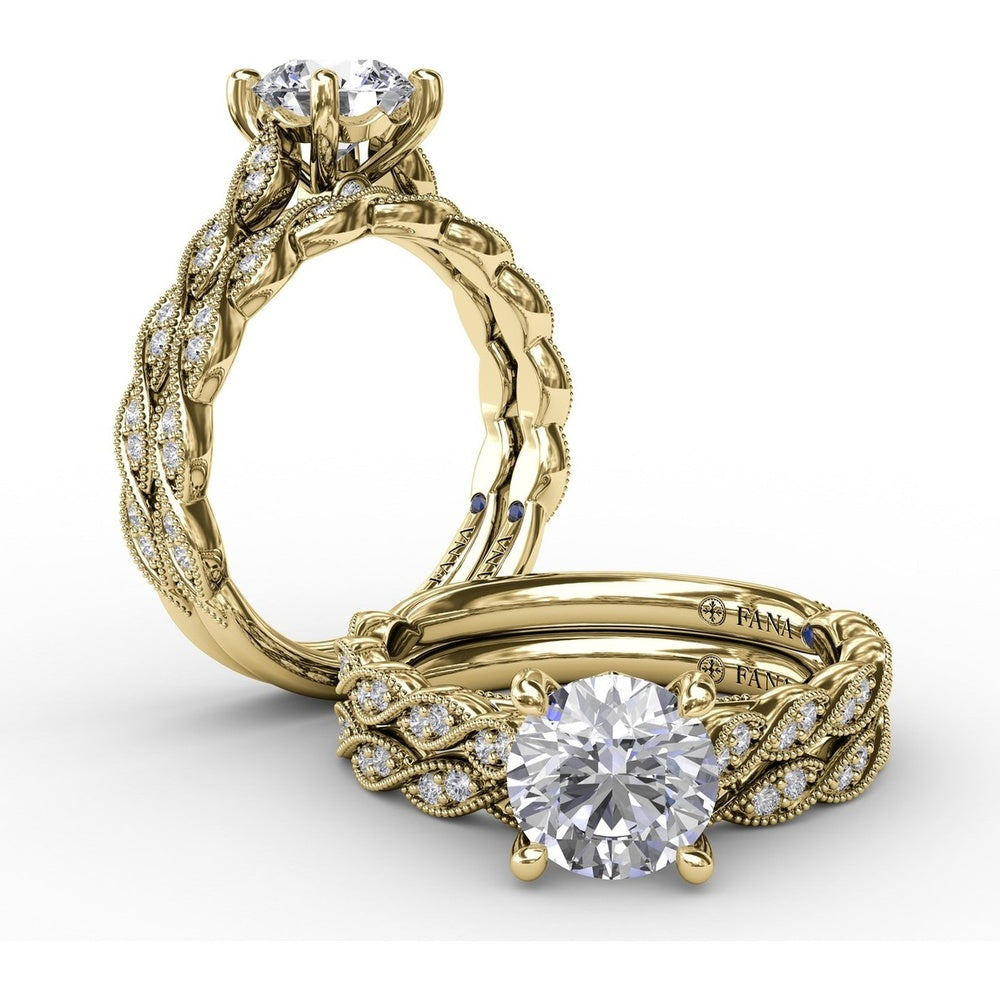 Diamond Wedding Band with Marquise-Shaped Pavé and Milgrain Details by Fana - 0.14 Carat Total Diamond Weight