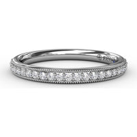 Diamond Wedding Band with Milgrain Details and Round Brilliant Diamonds by Fana - 0.19 Carat Total Diamond Weight