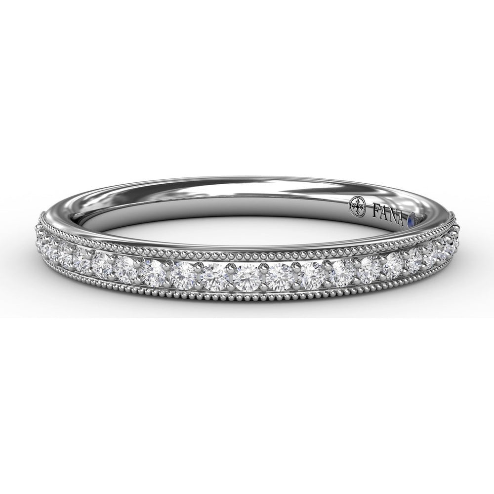 Diamond Wedding Band with Milgrain Details and Round Brilliant Diamonds by Fana - 0.19 Carat Total Diamond Weight