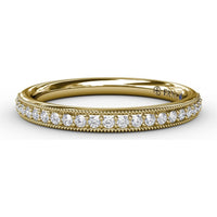 Diamond Wedding Band with Milgrain Details and Round Brilliant Diamonds by Fana - 0.19 Carat Total Diamond Weight